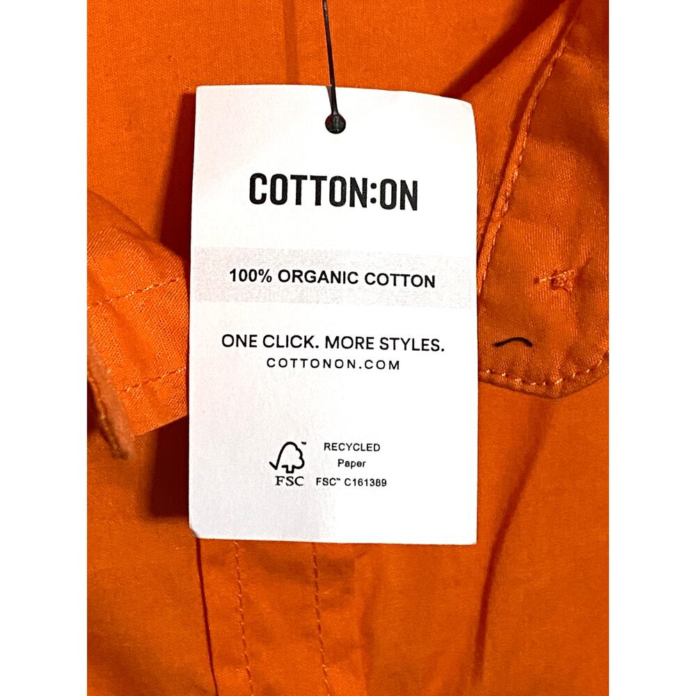 Cotton:On Oversized Orange Button Dad Shirt Womens XS Organic Cotton Casual NWT - Picture 5 of 8